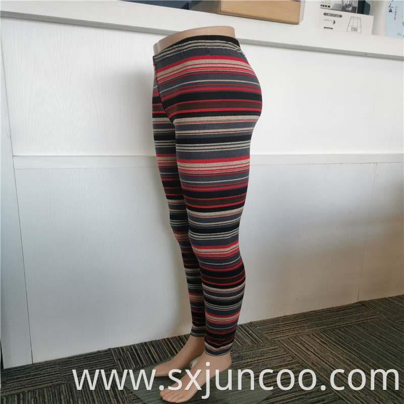 Irregular Striped Knitted Brushed Leggings